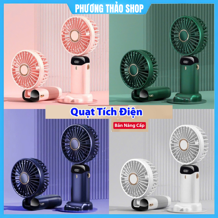 Quạt Tích Điện Mini Cầm Tay Để Bàn 3 Tốc Độ Gió (M1LED_5CD)