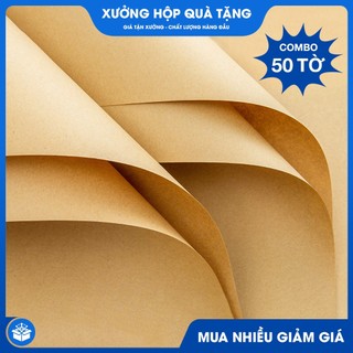  Combo 50 Tờ Giấy Kraft Nhật Giấy Xi Măng Gói Hàng Gói Hoa Quà Tặng Vintage Bao Tập Rập Cắt May 