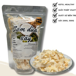 Cơm dừa sấy 1% đường màu trắng vàng 200g (thơm ngon, giòn rụm)