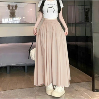 Quần ống rộng nhún 2 tầng cạp chun basic có big size dáng váy xoè nhẹ mặc mát màu hồng xanh be ghi nâu đen hè (QD81-DÀI)