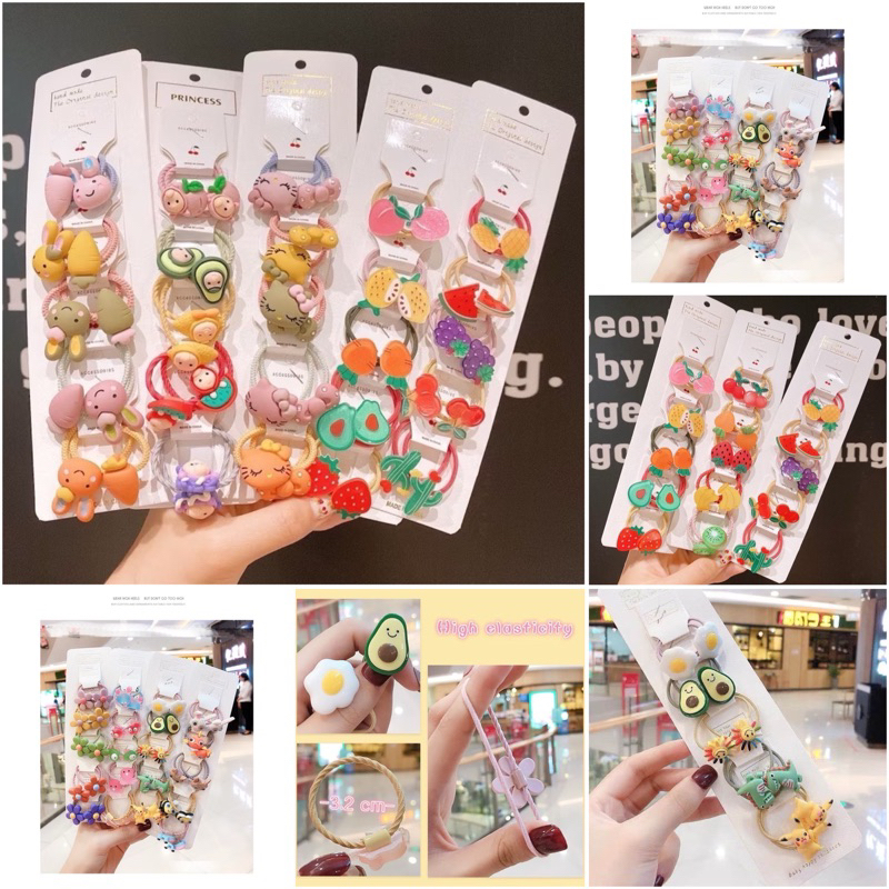 Cb 5 cặp Cột tóc cho bé hình trái cây, hình thú (lấy ngẫu nhiên )