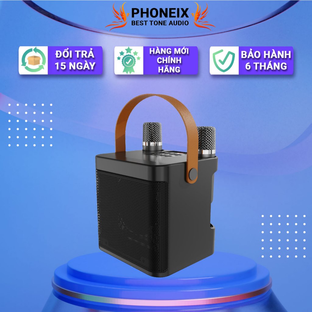 Loa Bluetooth Karaoke BT-WJ-A827 - Kèm 2 Micro, Đèn LED Đổi Màu, Công Suất Lớn, Hát Ngoài Trời