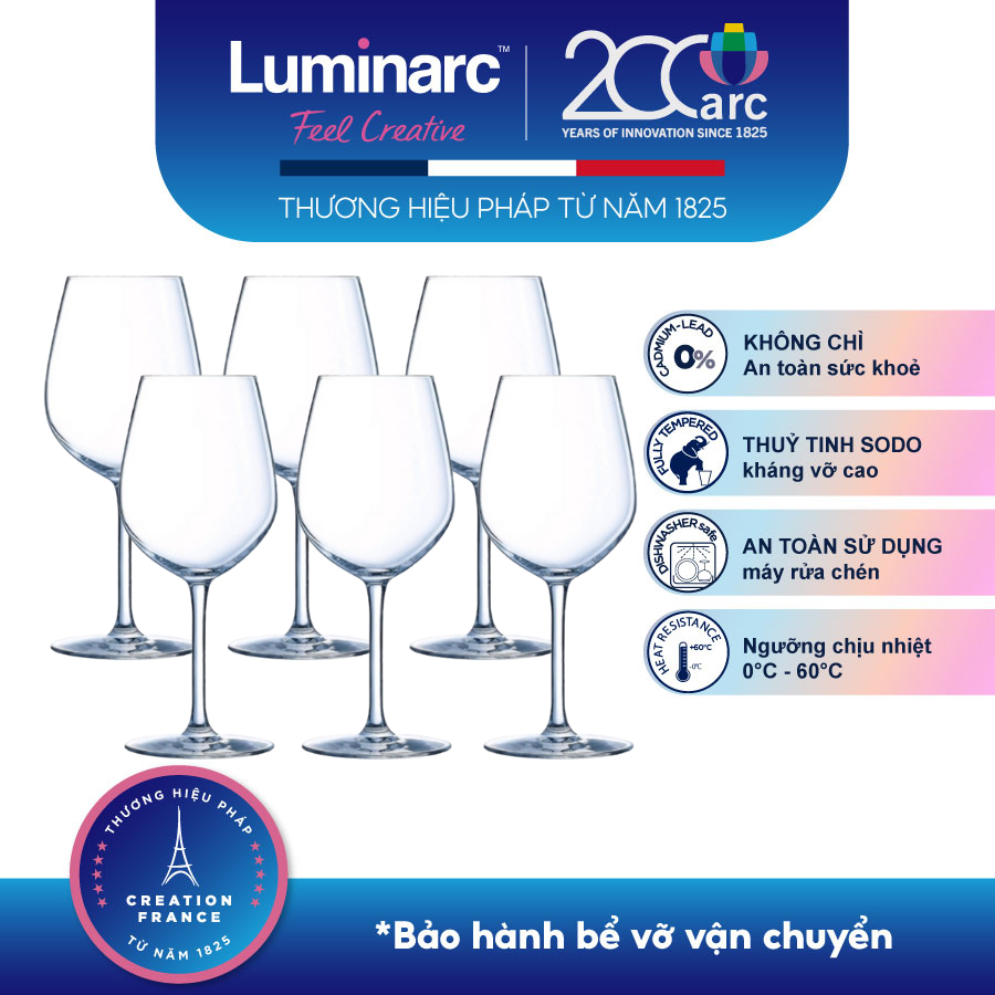 Bộ 6  Ly Rượu Vang TT Luminarc Maine 270ml - LUMAV4225
