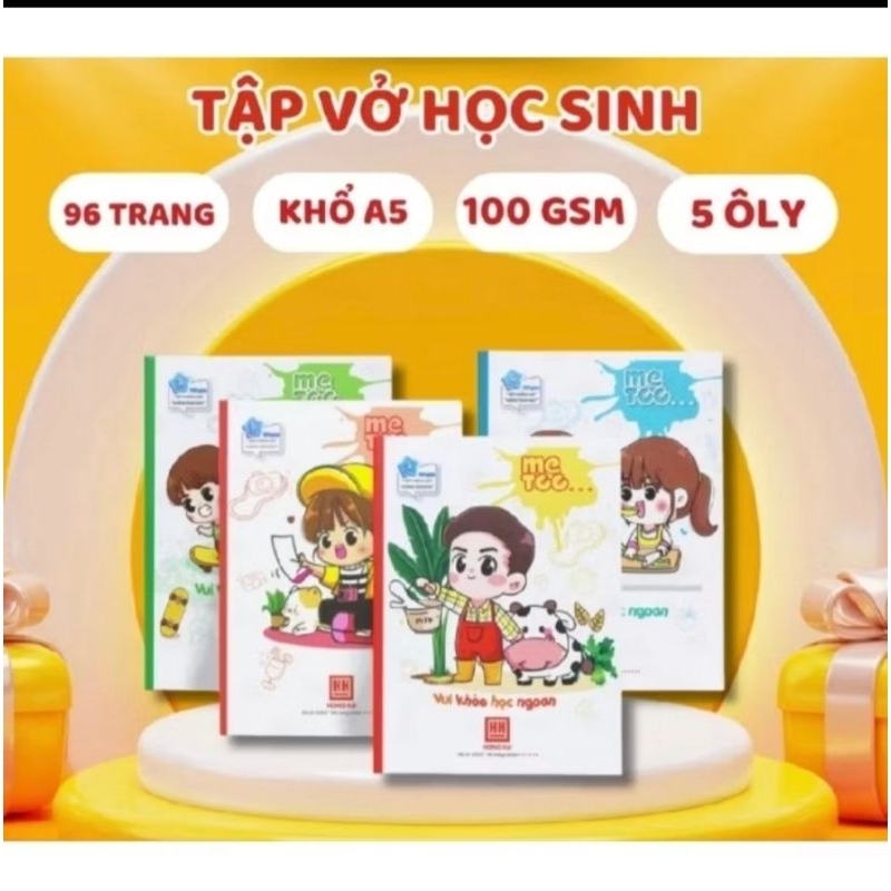 Lốc 5 cuốn vở HỒNG HÀ Class metoo,abc .Định lượng 100gsm khổ vở dành cho học sinh miền trung và miền