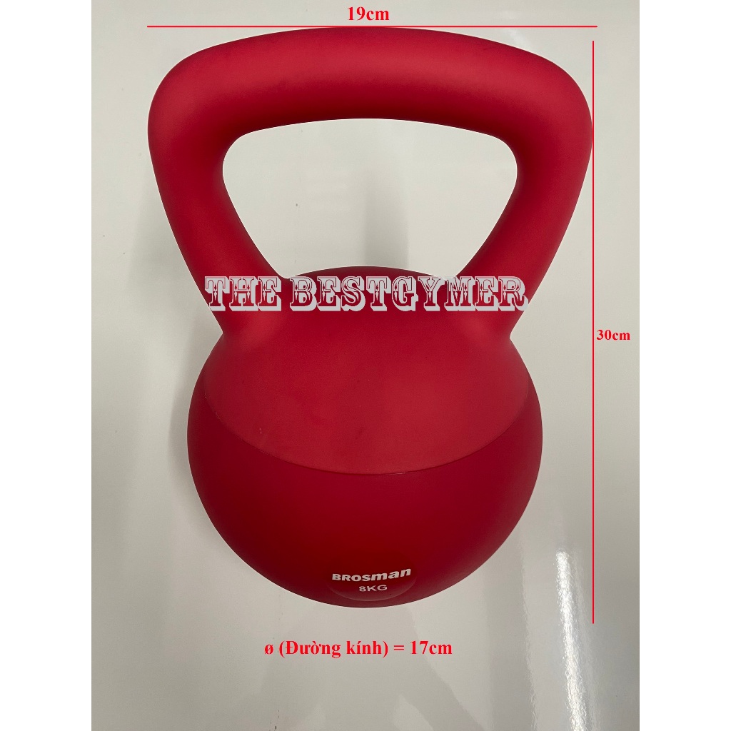 TẠ ẤM 8KG CAO SU MỀM BROSMAN CAO CẤP / TẠ BÌNH VÔI CAO SU MỀM 8KG BROSMAN NHẬP KHẨU MÀU ĐỎ