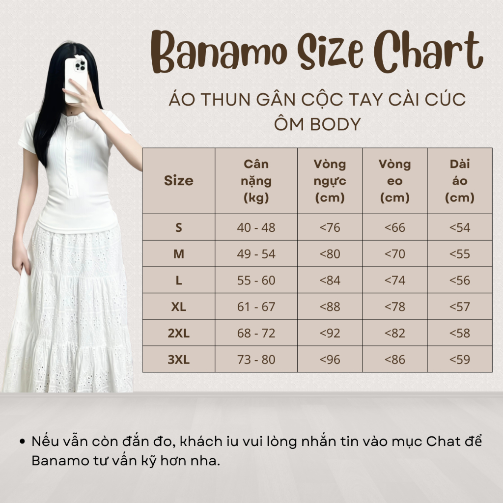 Áo thun nữ BIGSIZE Banamo Fashion áo thun gân cộc tay cài cúc kiểu dáng ôm body siêu tôn dáng 3911 | BigBuy360 - bigbuy360.vn