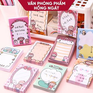 Giấy note cute hoạt hình HCN, giấy ghi chú dễ thương nhỏ gọn nhiều màu 80 tờ đồ dùng học tập văn phòng phẩm GN04