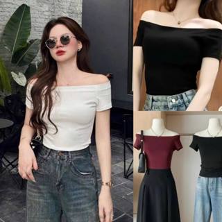 [COTTON XỊN] ÁO THUN NỮ TAY NGẮN TRỄ VAI ÔM BODY TÔN DÁNG QUYẾN RŨ_676