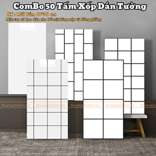 bộ 50 tấm xốp dán tượng dạng pvc vân đá, kích thước 30x60 cm mặt sau có keo dán cho tường phẳng mịn và láng nhẵn