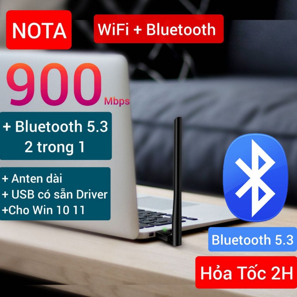 [Hỏa Tốc] USB Thu WiFi 1300 mbps 2 râu nâng cấp WiFi lên 5G cho pc laptop loại pro wifi 6 hút wifi mạnh giúp thu tốt hơn | BigBuy360 - bigbuy360.vn