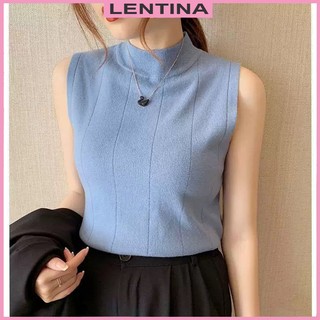  Áo sát nách len cổ cao nữ dáng ôm ba lỗ dệt kim không tay cổ lọ mặc Vest Sweater chất len mềm mại QC 
