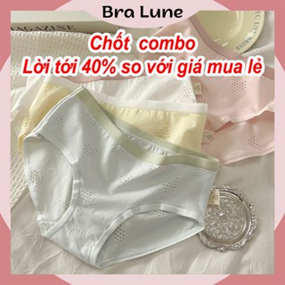 Set 5 Quần Lót Nữ Cotton Trơn Kháng Khuẩn Không Lộ Viền BRALUNE, Combo 5 Quần Chip Nữ Có Lỗ Thông Hơi Thoáng Khí Mã 171