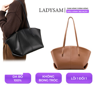 Túi Xách Nữ Tote Da Bò Đeo Vai Bản To Rộng Đựng Laptop Tài Liệu A4 Phong Cách Công Sở Size 42 LADYSAM LDS2567