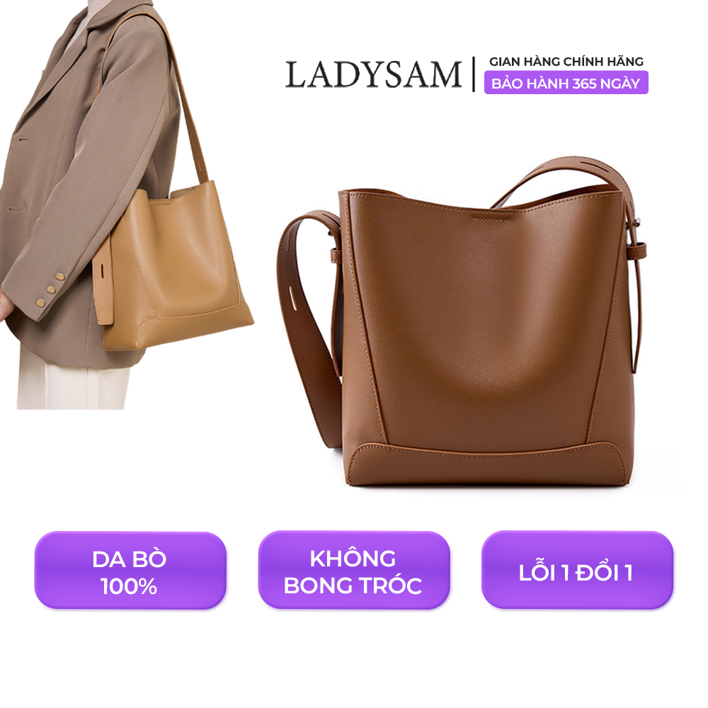 Túi Xách Nữ Tote Da Đeo Vai Kẹp Nách Da Thật Mềm Mại Cho Nàng Đi Học Đi Làm Size 25 LADYSAM LDS2391