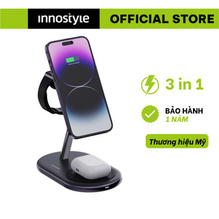 Đế sạc không dây 3-in-1 cho iPhone, Watch, Airpods Innostyle Magstation chính hãng, bảo hành 1 năm