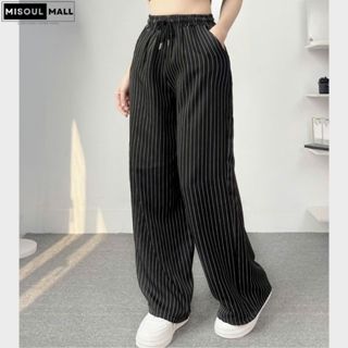Quần Suông Kẻ Sọc Ống Rộng Cạp Chun Dây Rút Có Túi Bên Sườn BigSize, Quần Kẻ Sọc MiSoul Mall 412