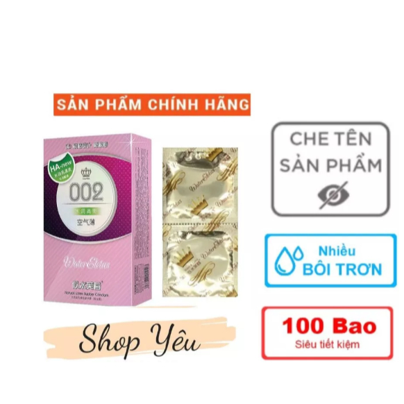 Bao cao su Ha 002 siêu mỏng, nhiều gel bôi trơn, nội địa Trung - 100 bao