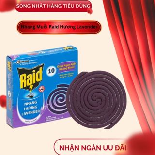 Combo 5 hộp Nhang muỗi Raid 10 khoanh -Hương hoa lavender - An toàn sức khỏe