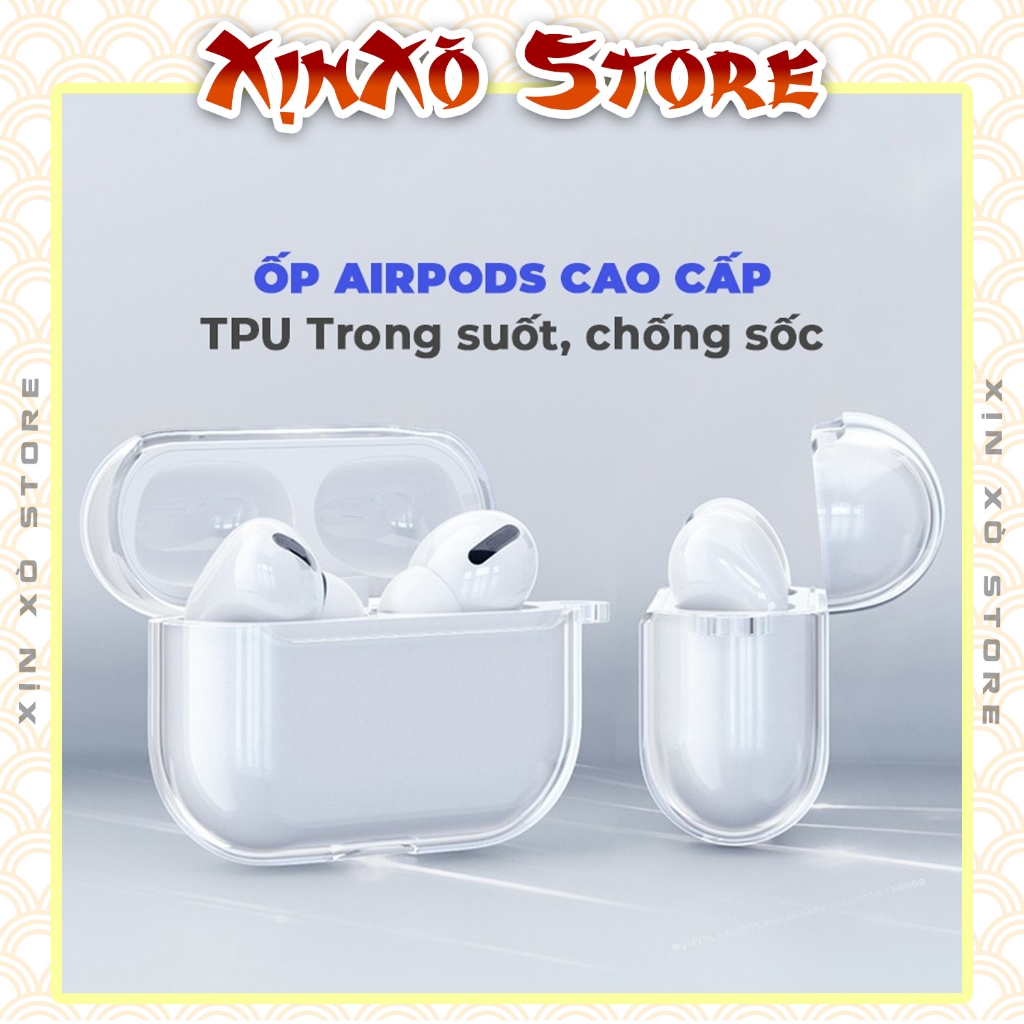 Ốp bảo vệ Airpod 2/3/Pro/Pro2/Pro3 TRONG SUỐT CHỐNG SỐC kèm móc khóa - XỊN XÒ Store