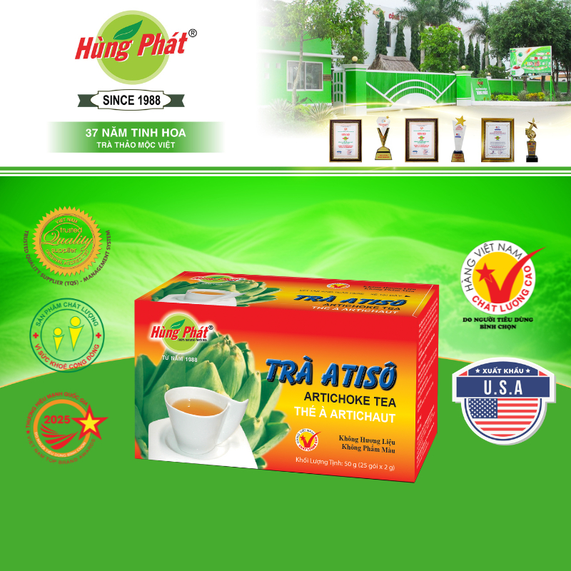 Trà Thảo Mộc Atiso túi lọc 100% Atiso - Thương Hiệu Trà Hùng Phát - Thanh Mát