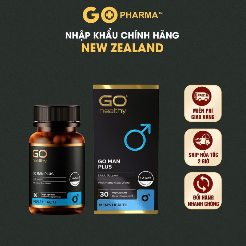  Viên uống tăng cường sinh lý nam GO Healthy GO Man Plus giúp bổ thận tráng dương cải thiện rối loạn cương dương 30 viên 