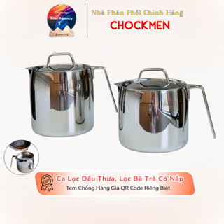  Ca Inox Có Vạch Chia Đong Rót Chockmen Ca Lọc Dầu Cặn Chockmen 0.9L 2L 
