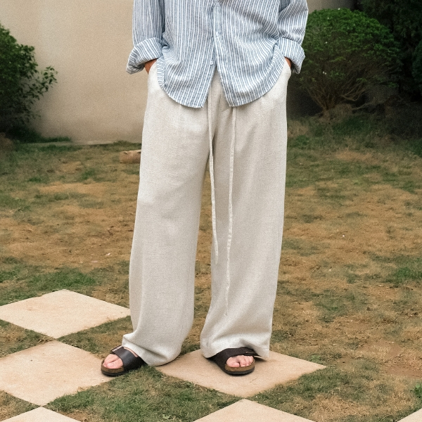 Quần linen nam cạp chun form rộng - Nomad Linen Trousers B Brown Studios