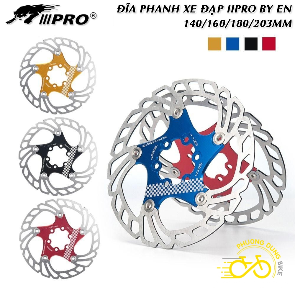 Đĩa phanh thắng xe đạp IIIPRO by EN 140mm 160mm 180mm 203mm