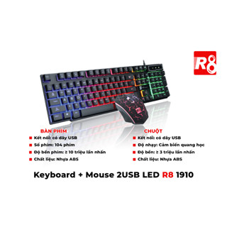 COMBO Bàn Phím VÀ Chuột Vi Tính Giả Cơ Có Dây (USB) R8 1910 LED , Màu Đen / Trắng