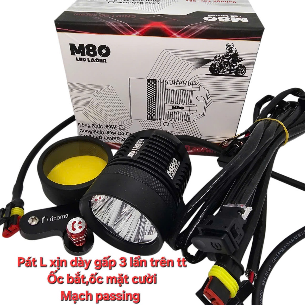 ĐÈN TRỢ SÁNG laser M80 80W Chip led OSRAM siêu sáng 6000K  Chuyên Dành Đi Tour Phượt BẢO HÀNH 12 THÁ