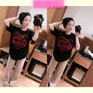   Thêu Xù  Áo Thun MC House LV Thêu Xù Chữ Đỏ Chất Liệu Cotton Cao Cấp Định Lượng 250gsm Dành Cho Nam Nữ - AT229 