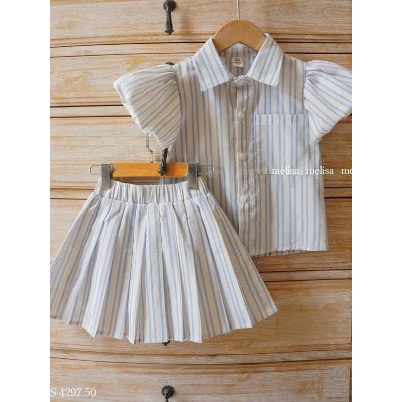 SET ÁO SƠMI TAY PHỒNG + CV XẾP LY