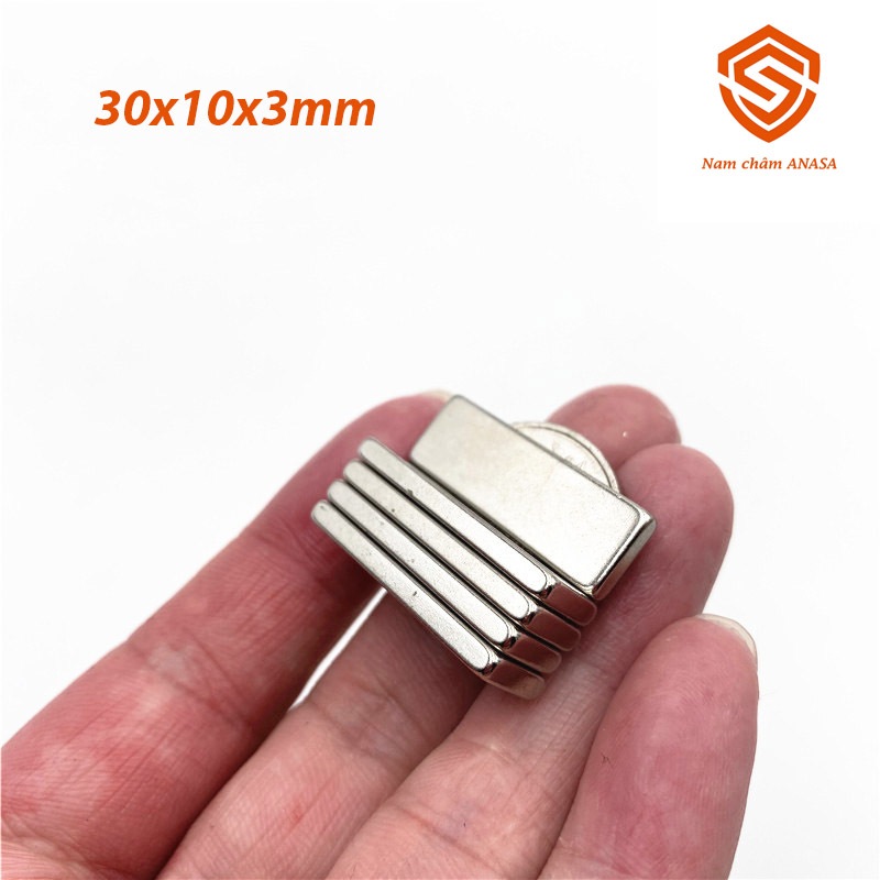 Set 10 viên nam châm đất hiếm 30x10x3mm mạ Niken