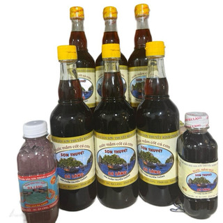 6 chai 500ml thủy tinh nước mắm cá cơm đen 45N tặng kèm 300g mắm mực ,300g mắm tôm và 300g mắm tép sơn thuyết ba làng