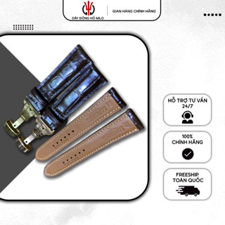  Dây Đồng Hồ Da Cá Đen Nhập LONGINES Cao Cấp Thủ Công Tỉ Mỉ Đa Dạng Size Từ 12,14,15,16,17,18,19,20,21,22,24mm 