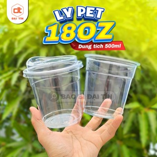  SET 100 LY CỐC NHỰA PET 18OZ UKP   500ml   - nắp phi 98mm Ly cà phê trà sữa. 