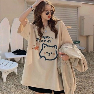 Áo thun form rộng cổ tròn tay ngắn kiểu dáng đơn giản dễ mặc