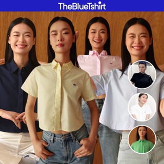 TheBlueTshirt - Áo sơ mi croptop trơn tay ngắn nhiều màu cho nữ - Poplin Boxy Shirt - Women