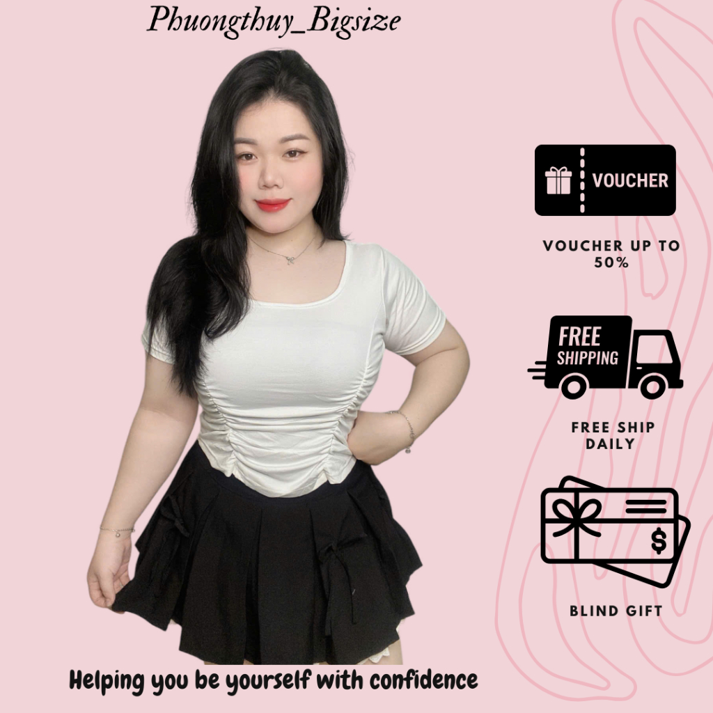 Áo cổ u nhún thun eo nữ bigsize - A37