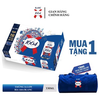 Bia Blanc 1664 tặng 1 túi du lịch cáo cấp (Thùng 24 lon x 300ml + 1 túi)