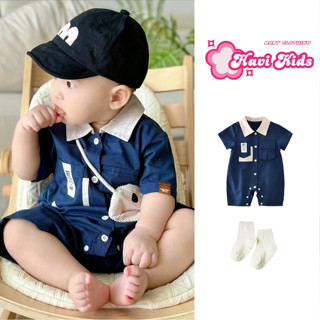 Bộ Body Suit Cổ Be In Túi LOGO Thời Trang, Đáng Yêu Mặc Mùa Hè Cho Bé Trai Bé Gái từ 3-13kg