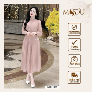 Váy Tiểu Thư MDU1375 Chất Liệu Tơ Óng Ánh Dáng Dài Xòe Nhẹ Từ MDU K58-D1-4