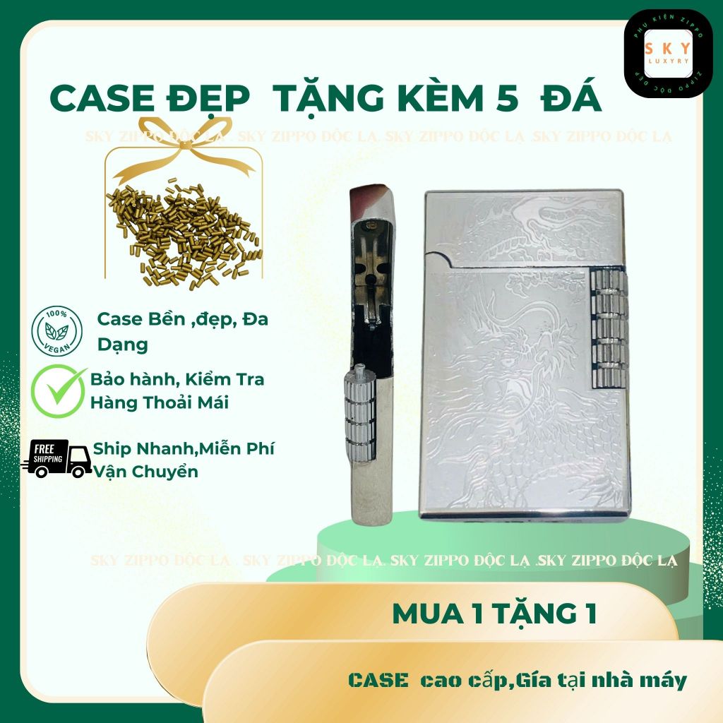Case Dupont độc lạ, RỒNG BẠC  CAO CẤP ,tặng 5 đá zippo (YDP-RONGBAC) Không Bao Gồm Nhiên Liệu