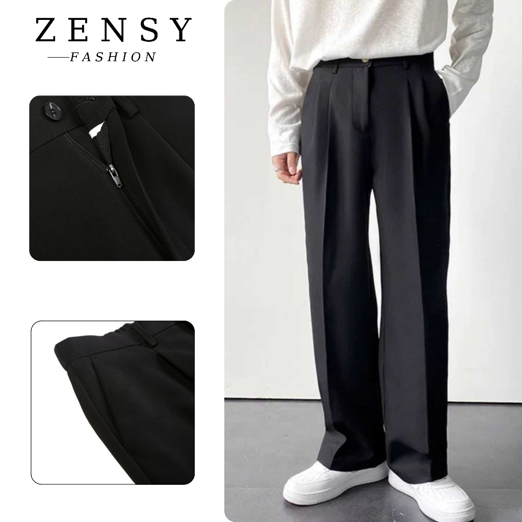 Quần âu nam, quần âu cạp chun ống rộng dáng suông hàn quốc chất liệu vải tuyết mưa trẻ trung, thoải mái