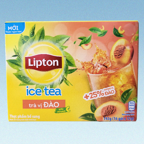 LIPTON + hộp ĐÀO 192g + TRÀ ĐÀO HÒA TAN 3 in 1 Peach Ice Tea