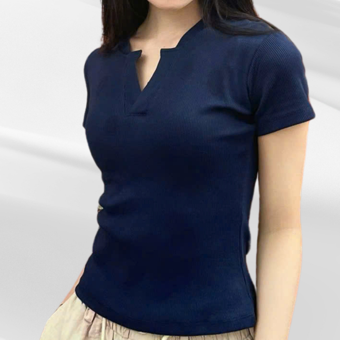 Áo thun cổ trụ tàu form ôm - áo baby tee cổ trụ ôm body chất liệu thun bo gân co giãn ACTRU-04. | BigBuy360 - bigbuy360.vn