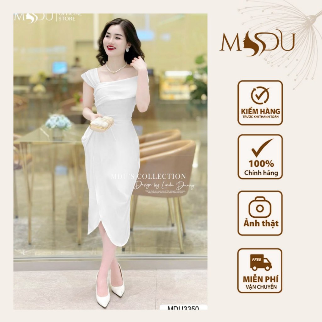 Váy Tiếu Thư MDU3350 Chất Mango Ý Thiết Kế Trễ Vai Tinh Tế Từ MDU K67-D2-2