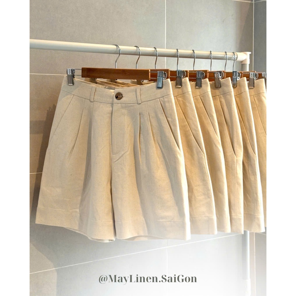 𝗠𝗔𝗬 𝗟𝗜𝗡𝗘𝗡 - Quần ngố - quần short linen phong cách basic mặc hè (hình ảnh chính chủ)