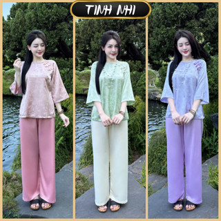  Đồ lam cổ tết phối cúc cho nữ TINH NHI sang trọng và thời thượng PP308 