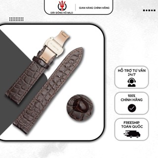 Dây Đồng Hồ Da Cá Sấu Cao Cấp,2 Mặt Vân Cá Sấu Kèm Khóa Bướm, Size 6,8,10,12,13,14,15,16,17,18,19,20,21,22,24,26,28,30mm